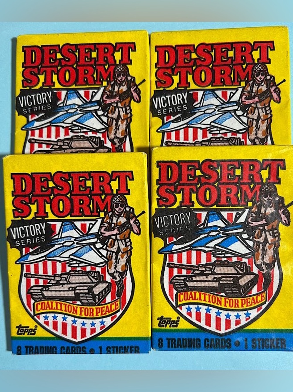 1991 Topps Desert Storm Victory Series- 4 packs 8 cards 1 sticker /pk